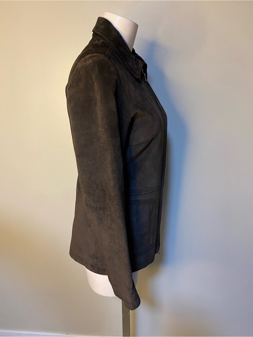 Danier Genuine Suede Leather Jacket Brown Zip Front Women’s Small Style 5524 - Picture 3 of 9